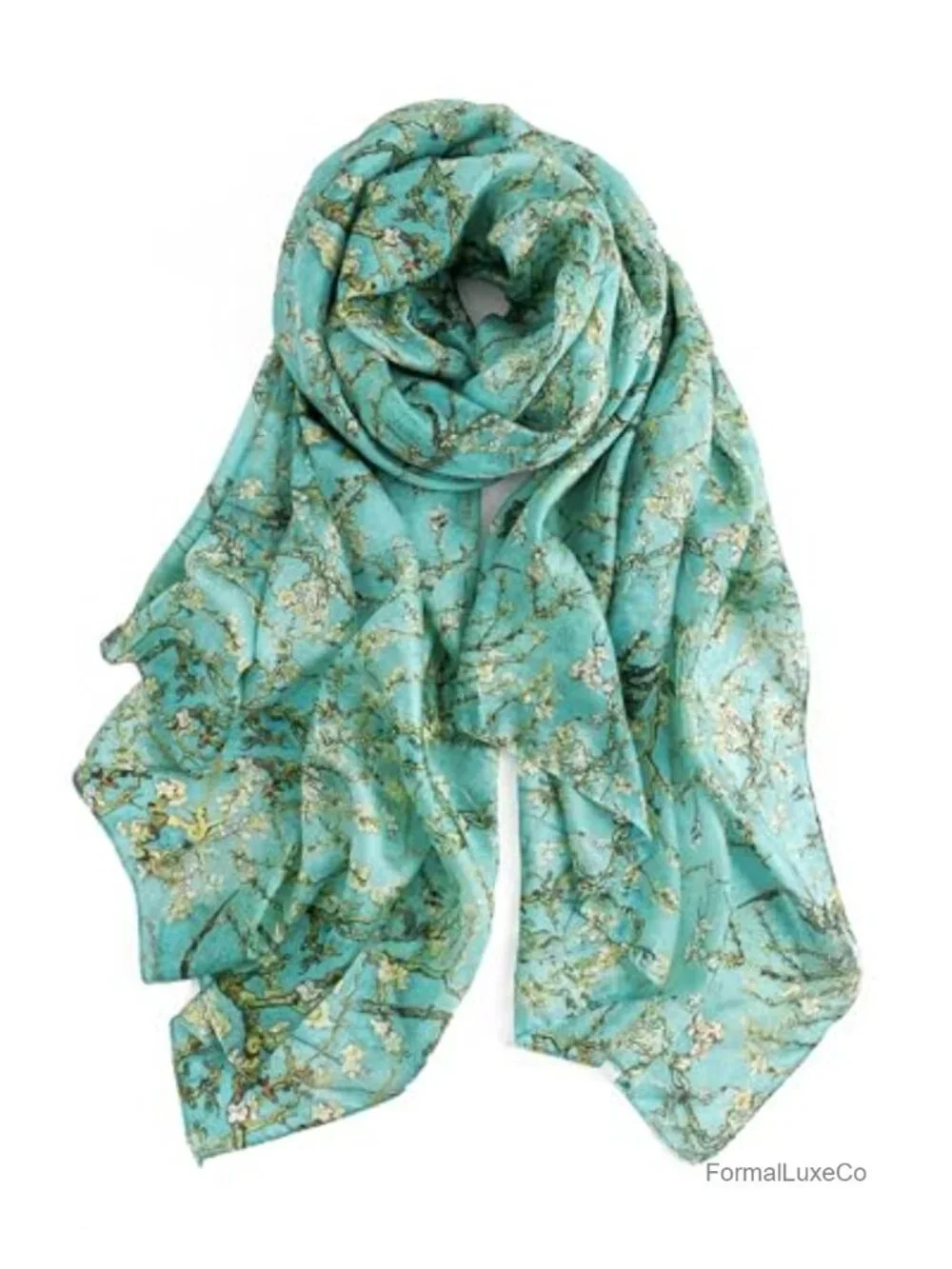Extra Large 100% Mulberry Silk Floral Shawl Wrap Scarf
